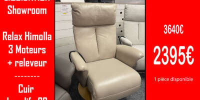 Fauteuil relax Himolla 3 moteurs releveur en cuir – Offre exceptionnelle