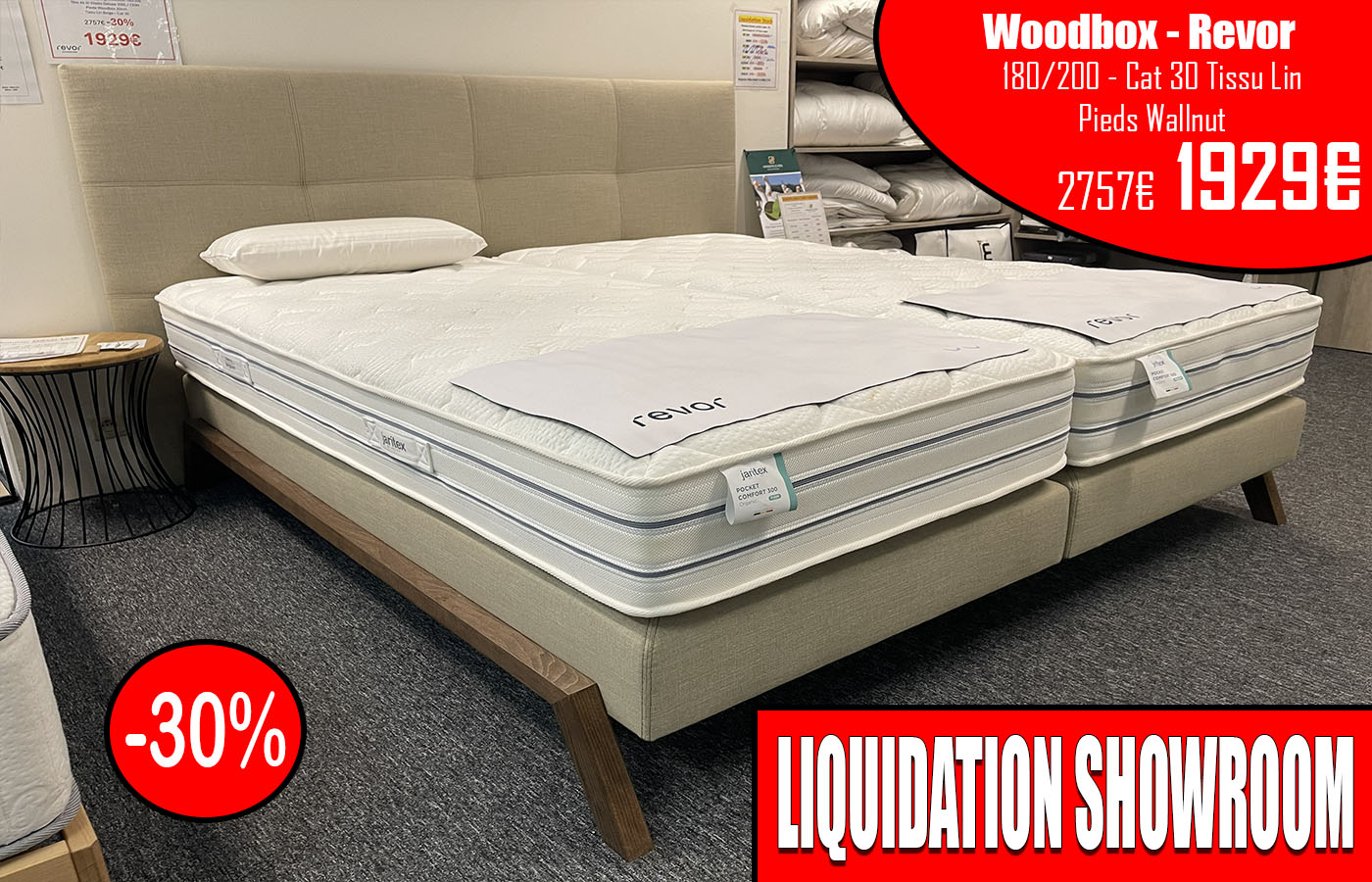 Woodbox Revor 180 200 Tissu Lin